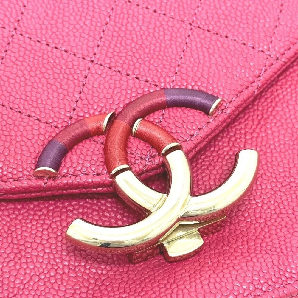 CHANEL CC Mark CC coil Bag 2WAY Chain Shoulder Bag Caviar Leather Pink - Picture 10 of 14